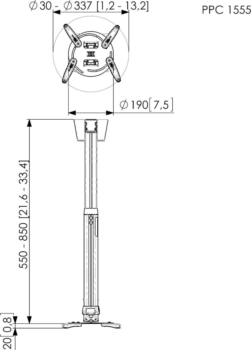 Vogel's PPC 1555S Projector plafondbeugel Zilver - TV muurbeugel