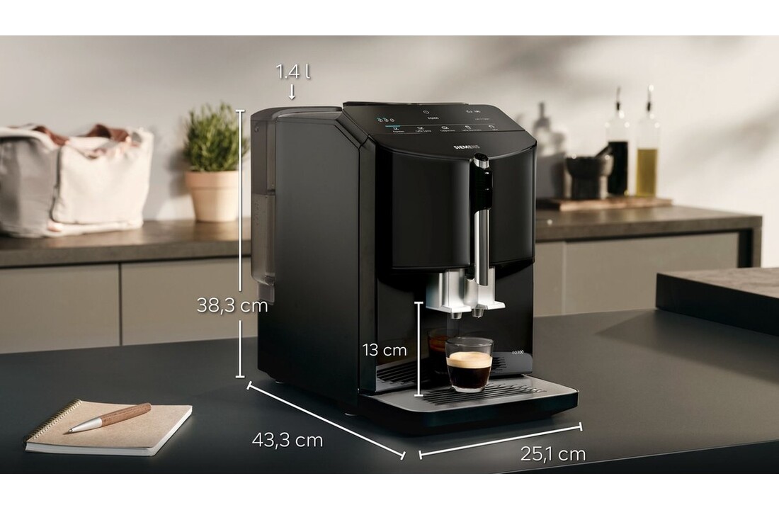 Siemens EQ300 TF301E09 Piano Black - Koffiemachine