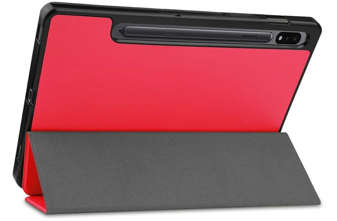 Just in Case Samsung Galaxy Tab S7 TriFold Smart Book Case Pen Slot Rood - Beschermhoes