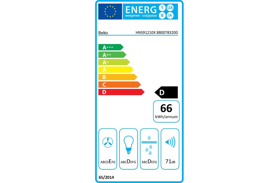 Beko HNS91210X - Onderbouw afzuigkap
