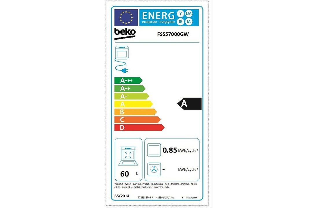 Beko FSS57000GW - Keramisch fornuis
