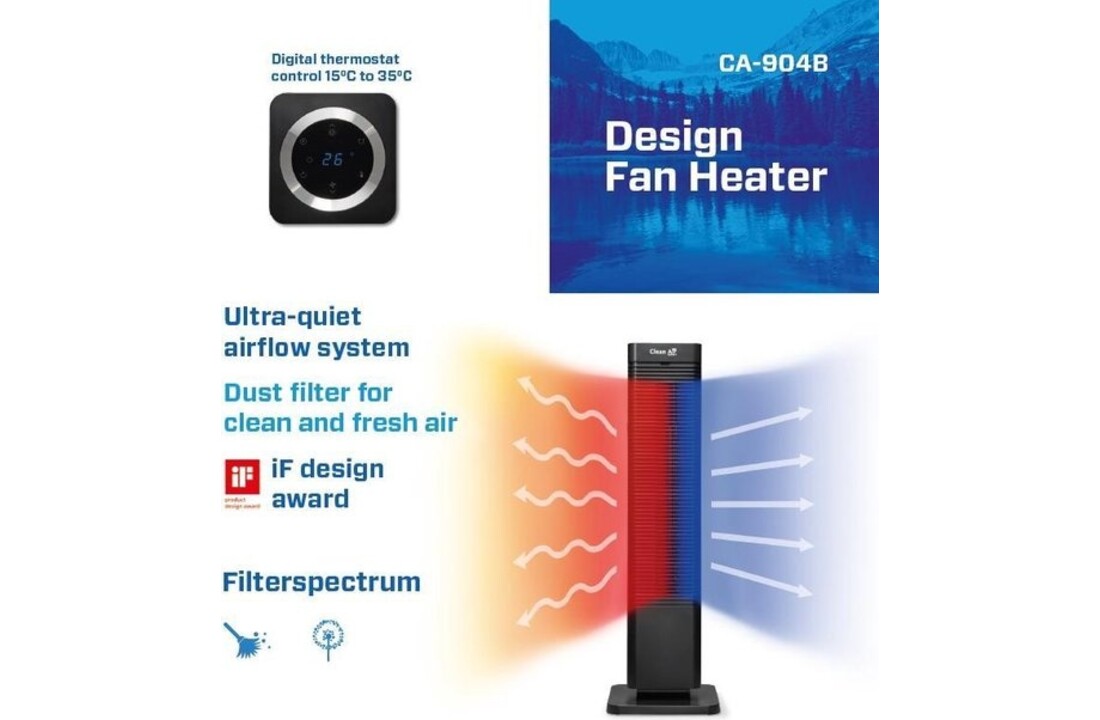 Clean Air Optima CA904B Hot & Cool Zwart - Staande ventilator