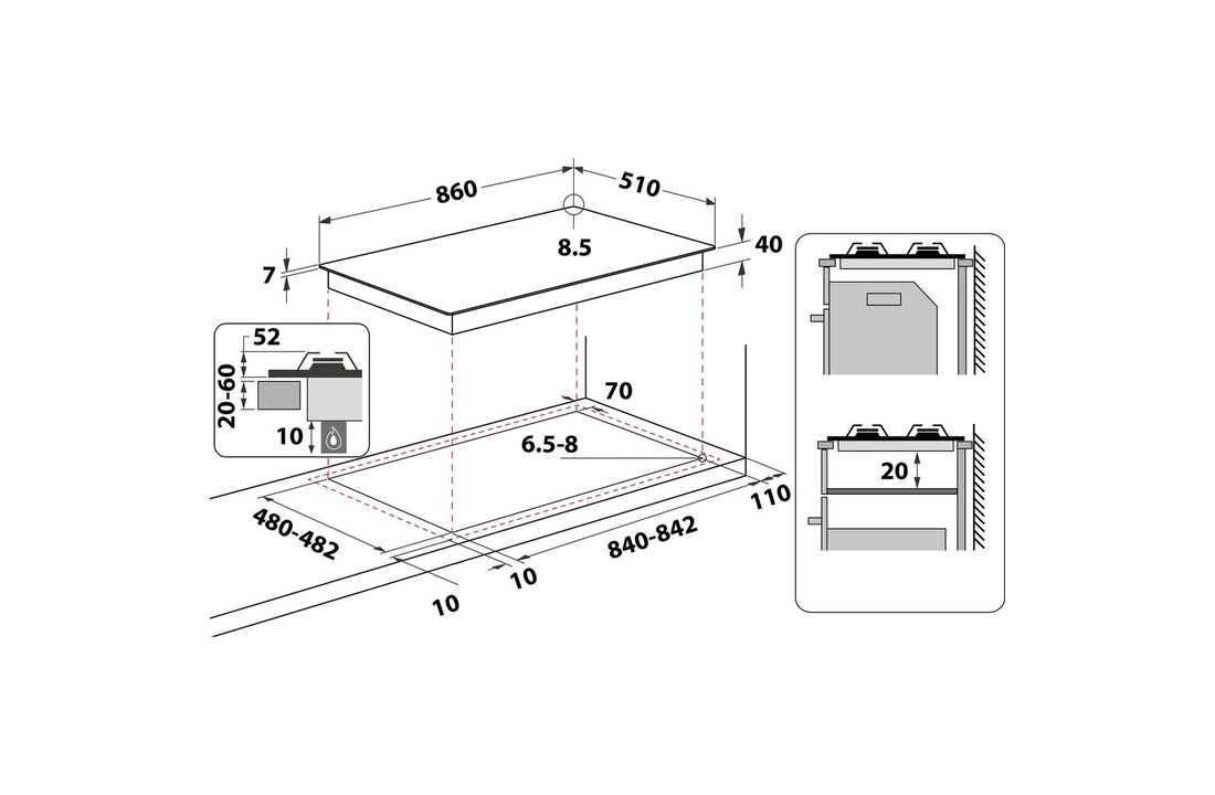 Whirlpool GMAL 9522/IXL - Gaskookplaat