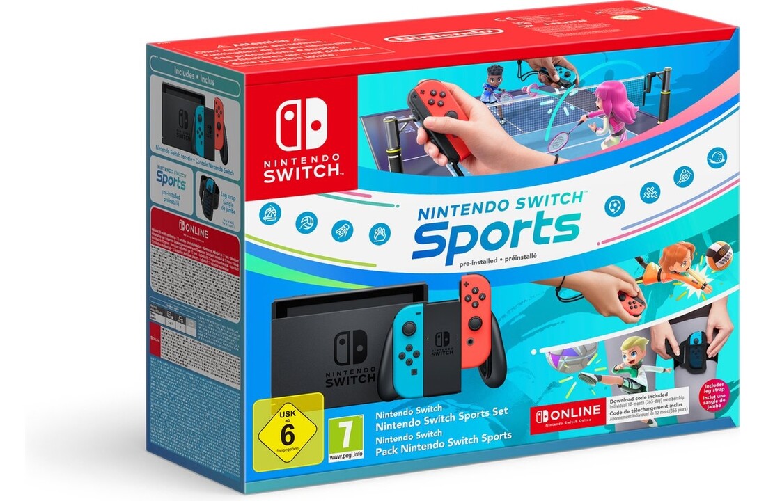 Nintendo Switch Rood/Blauw + Switch Sports + 12 maanden Nintendo Switch Online - Console