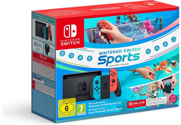 Nintendo Switch Rood/Blauw + Switch Sports + 12 maanden Nintendo Switch Online - Console