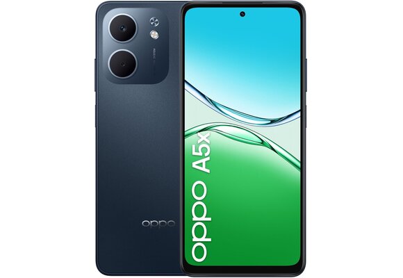 OPPO A5x 128 GB Zwart/Blauw - Mobiele telefoon
