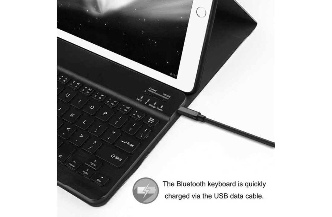 Just in Case Premium Bluetooth keyboard hoes voor iPad 9.7 (2017/2018) Zwart - Tablethoes