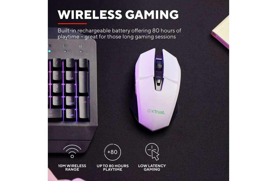 Trust GXT 110W Felox Wit - Gaming Muis