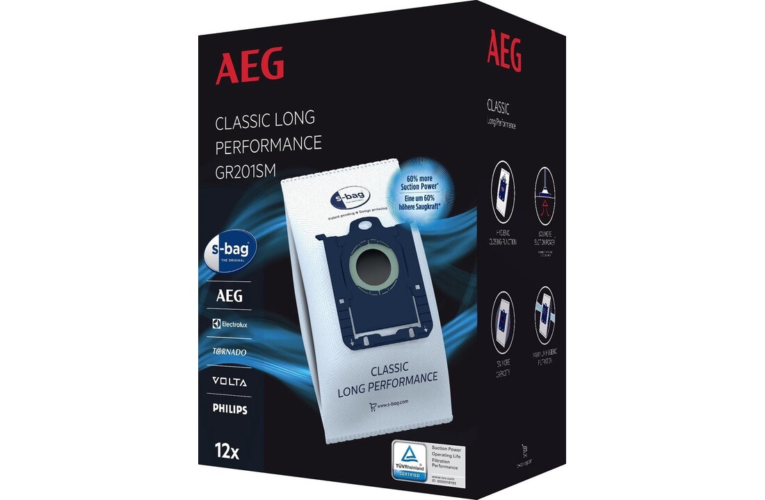AEG GR201SM S-Bag Classic Long Performance (12 stuks) - Stofzuigerzakken