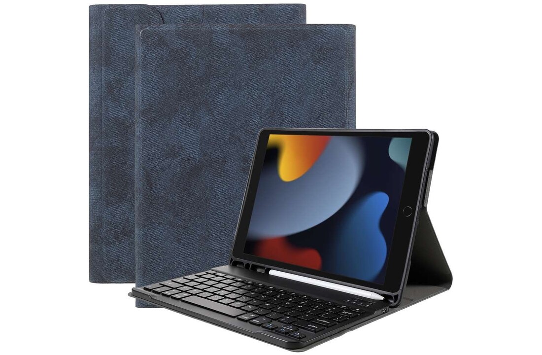 Just in Case Vintage Bluetooth Keyboard Cover - Apple iPad 10.2 - Zwart - Tablethoes