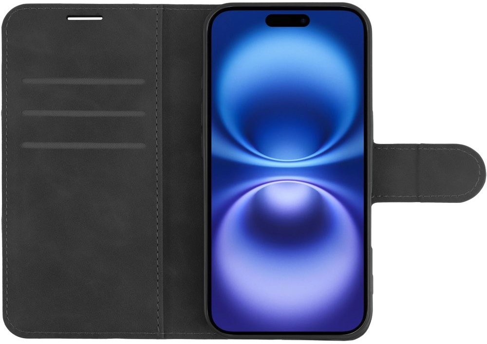 Just in Case iPhone 16 Premium Wallet Case Zwart - Telefoonhoesje