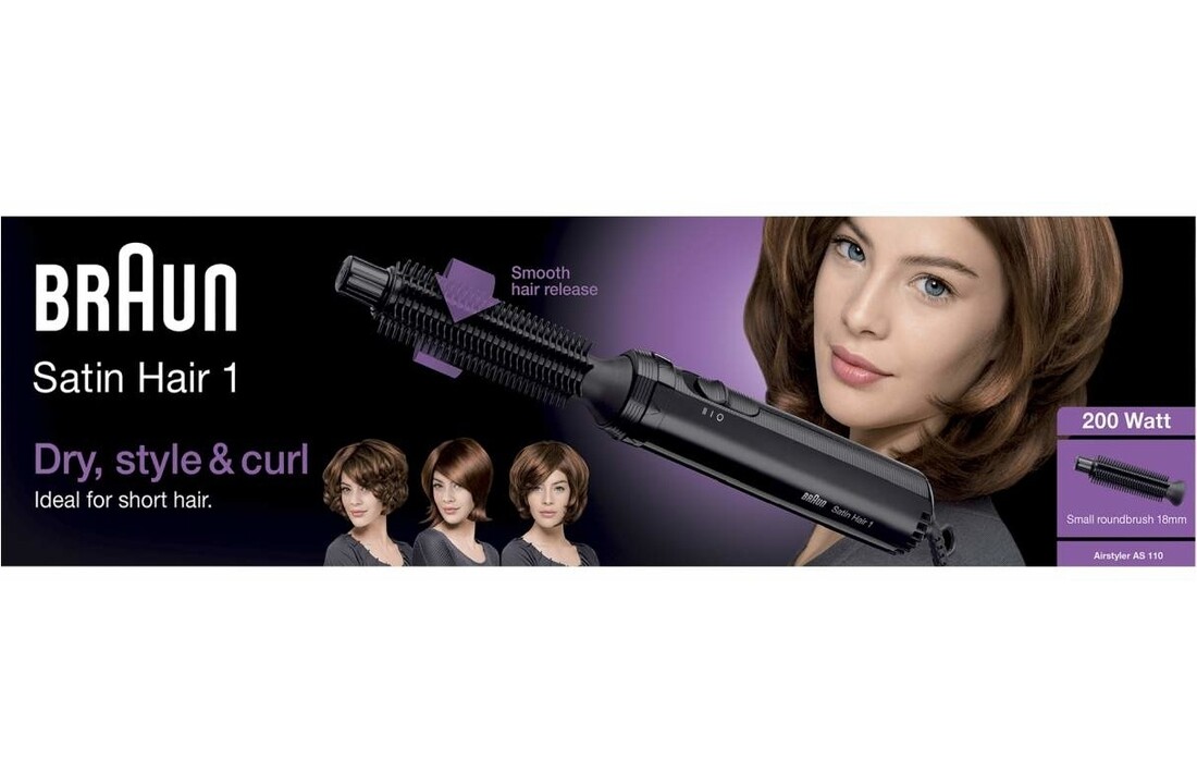 Braun AS110 Satin Hair 1 Zwart - Krulborstel