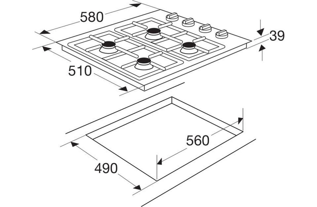 ETNA T106VRVSA - Gaskookplaat