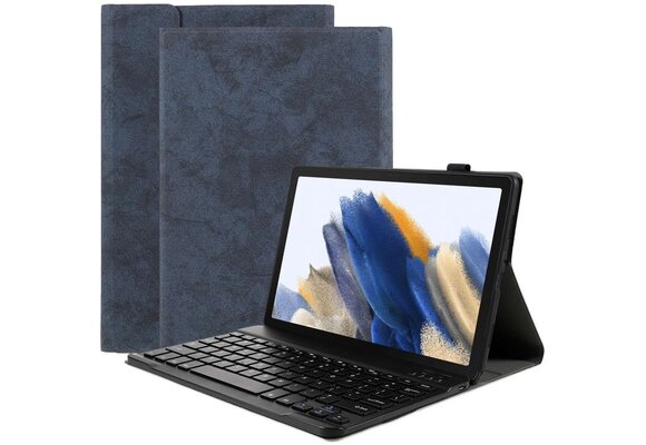 Just in Case Vintage Bluetooth Keyboard Cover - Samsung Galaxy Tab A8 - Blauw - Tablethoes