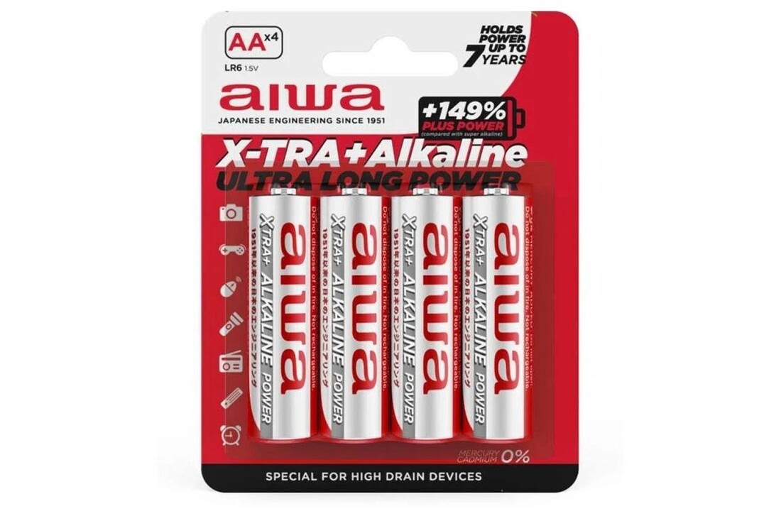 Aiwa X-TRA+ AA Alkaline AALR6 (4 stuks)