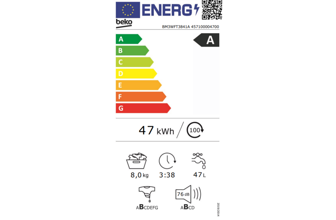 Beko BM3WFT3841A EnergySpin Antraciet - Wasmachine