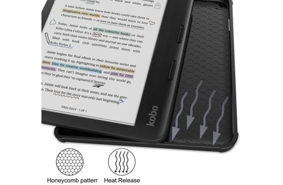 Just in Case Kobo Libra Colour Folio Case Zwart - Tablethoes