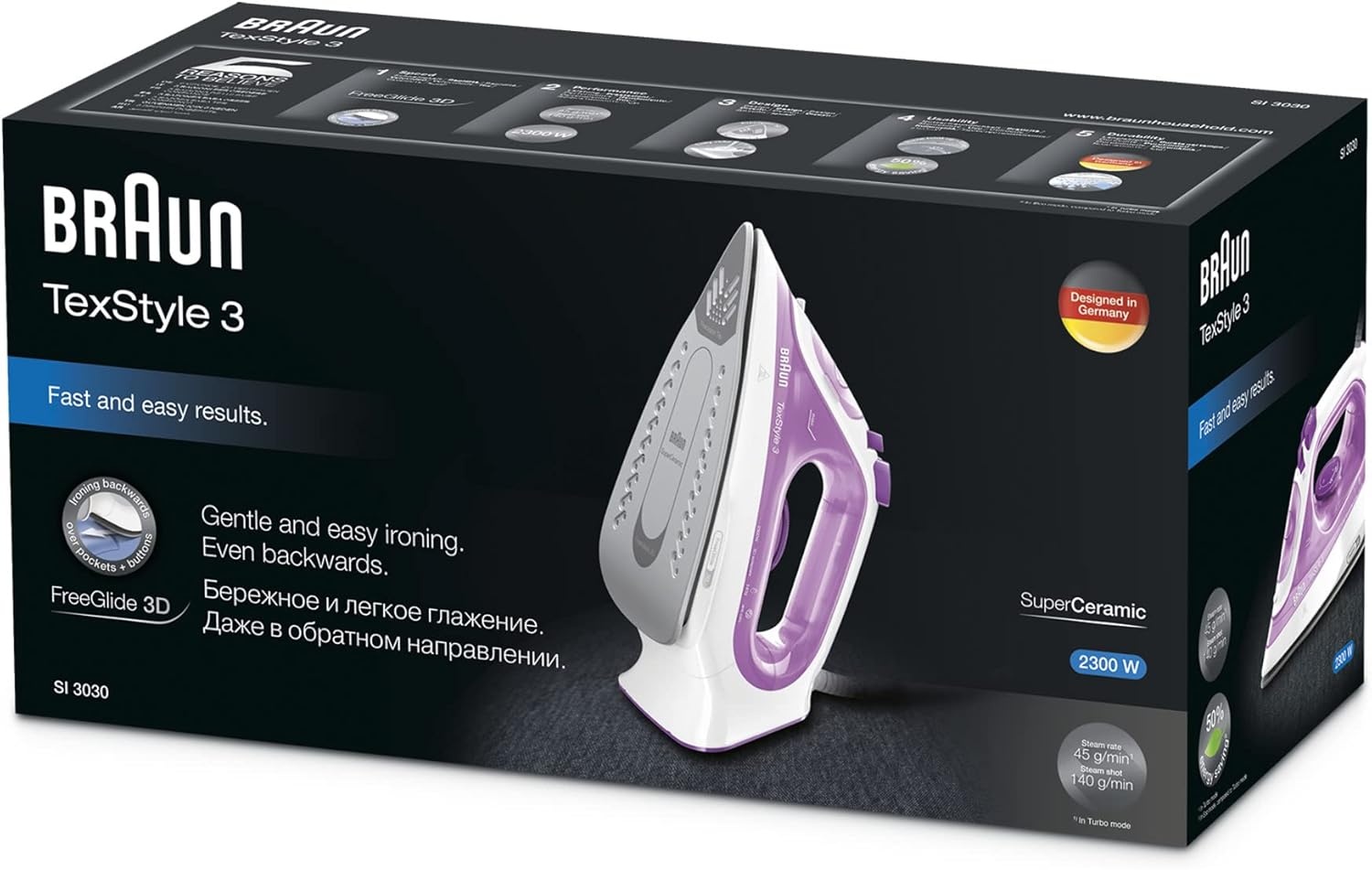 Braun TexStyle 3 SI 3030 PU - Stoomstrijkijzer