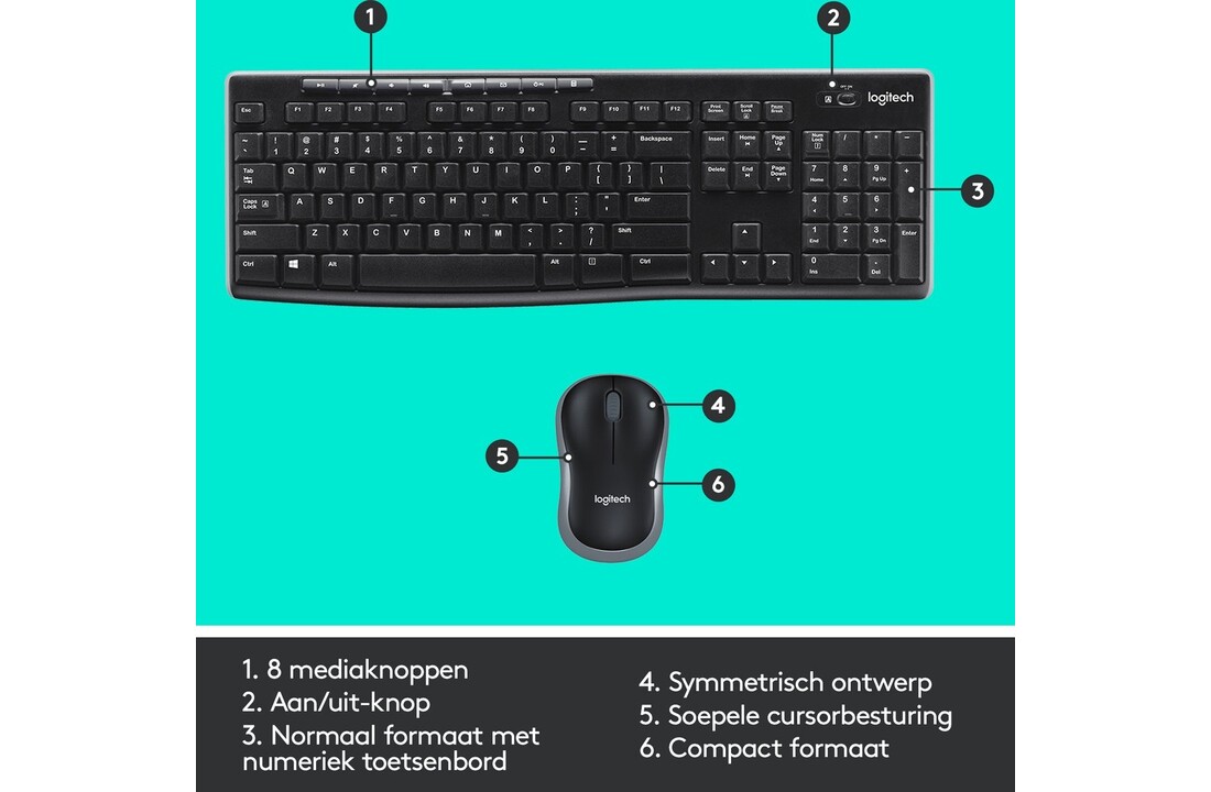 Logitech MK270 (BM) - Toetsenbord + muis set