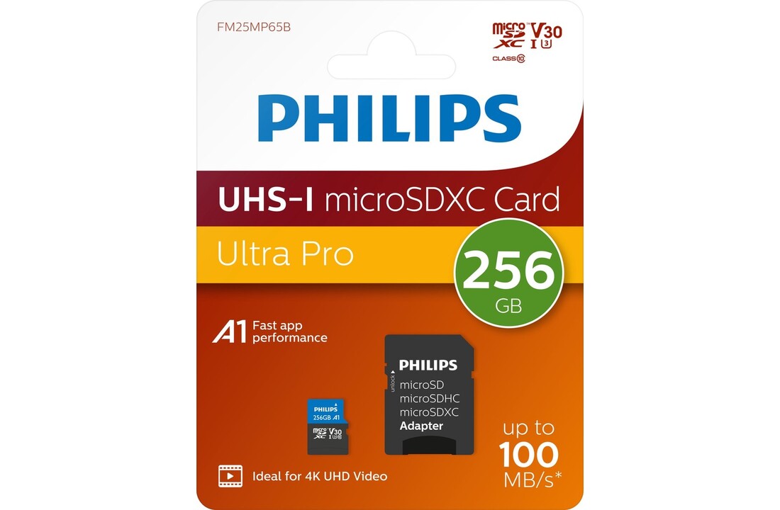 Philips MicroSDXC UHS-I U3 Kaart 256GB - Micro SD kaart