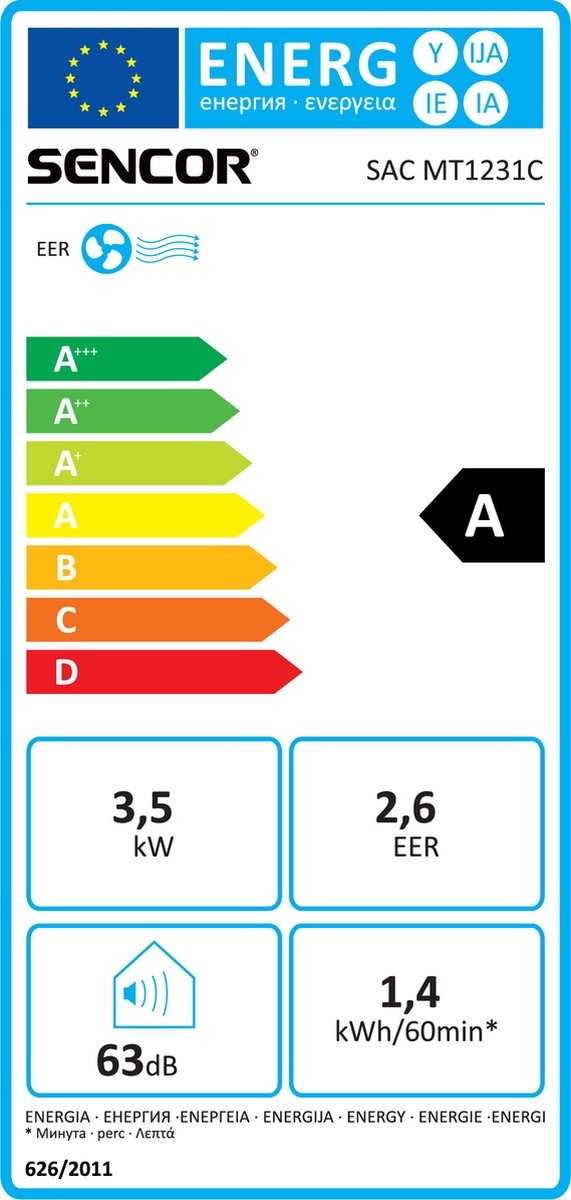 Sencor SAC MT1231C Zwart - Mobiele airco