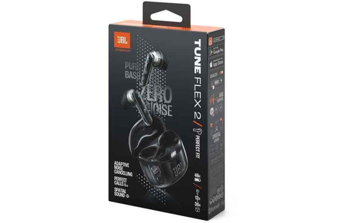 JBL Tune Flex 2 Transparant zwart - Draadloze oordopjes