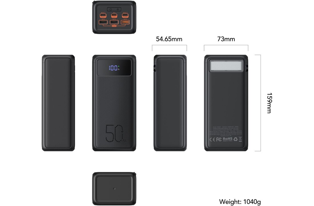 Veger Tank Boost W5001C 56.000 mAh Powerbank Zwart - Powerbank