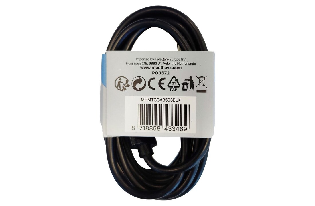 Musthavz laadkabel USB-A naar USB-C 2M Zwart