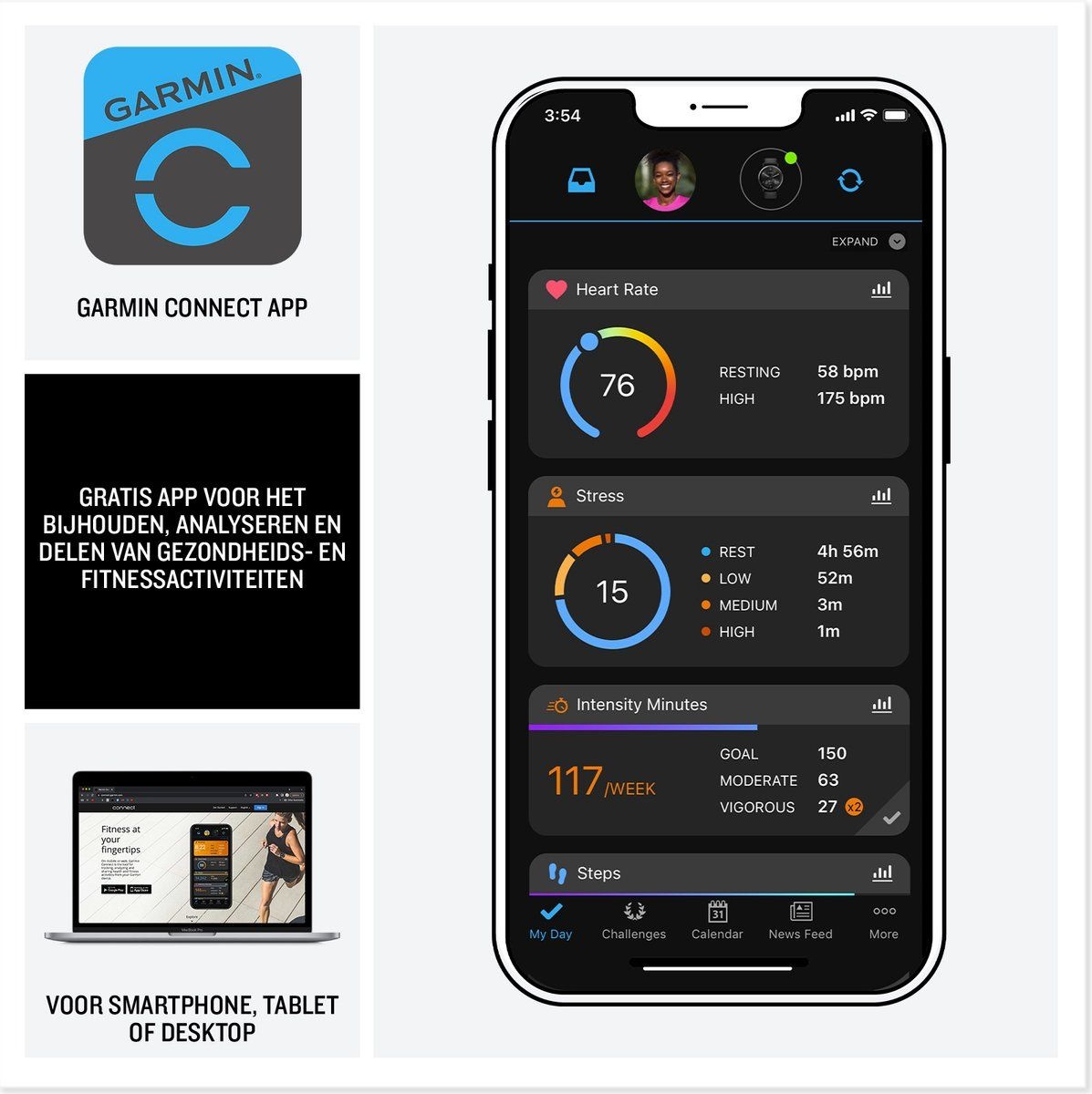 Garmin Venu 3 45mm Zilver/Wit - Smartwatch