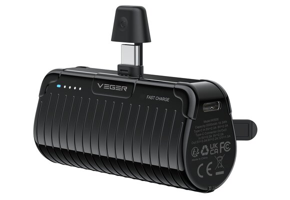 Veger PlugOn Pro-C W0558 5000mAh Zwart - Powerbank
