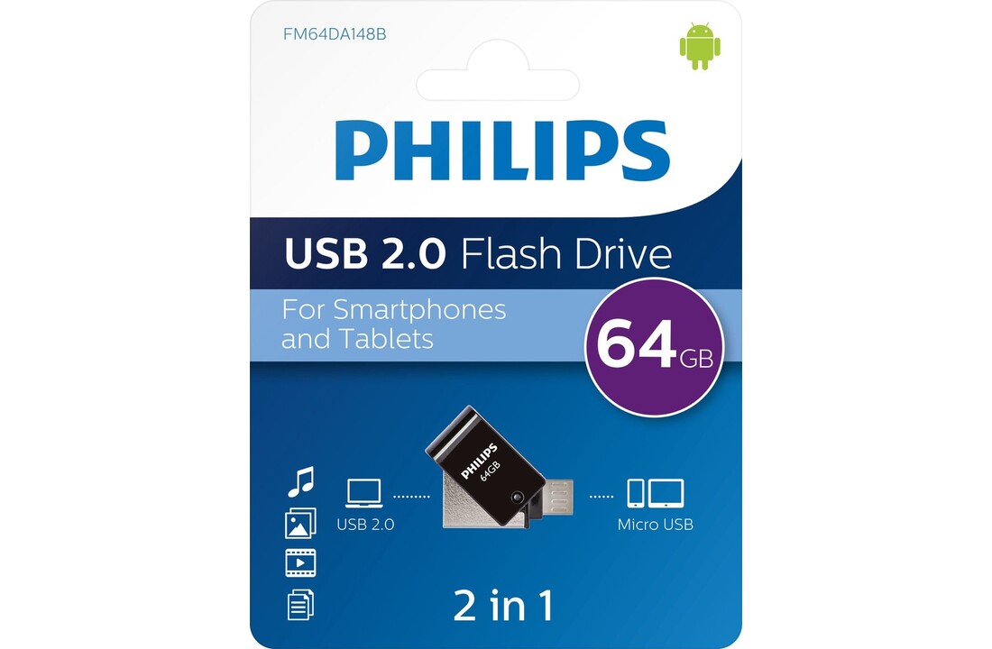 Philips FM64DA148B USB 2.0 64GB 2-in-1 - USB-stick