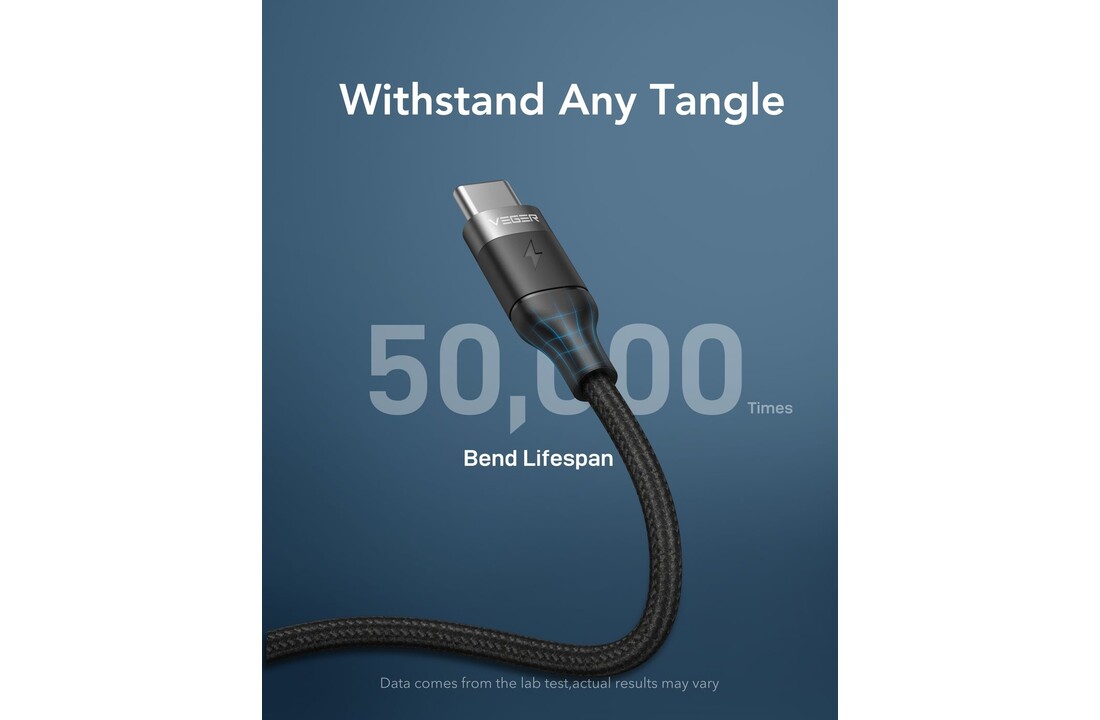 Veger CC02 USB-C naar USB-C kabel 1.5m Braided Nylon