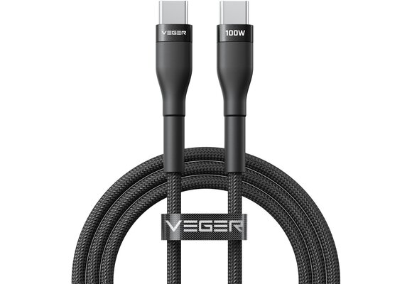 Veger CC05 USB-C naar USB-C kabel 1.5m Braided Aluminium 100Watt