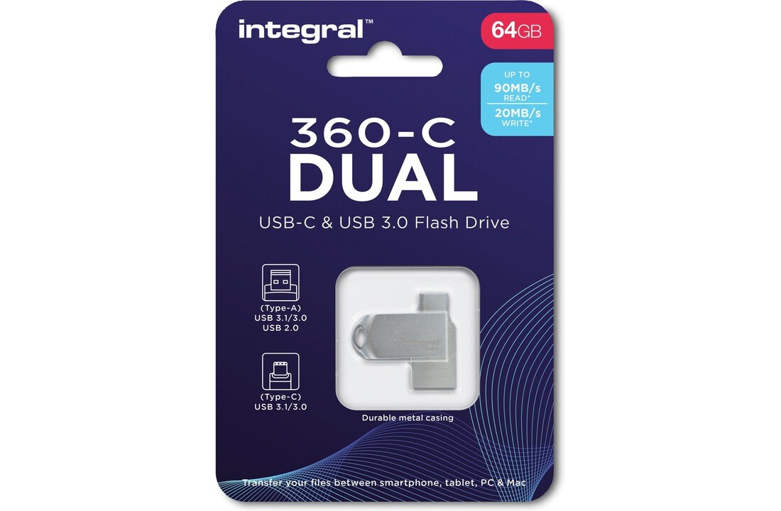 Integral 360-C Dual USB-C & USB 3.0 64GB - USB-stick