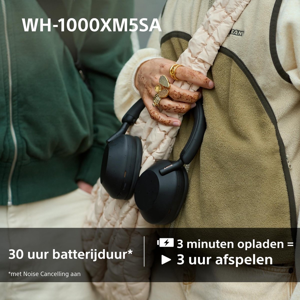 Sony WH-1000XM5SA Zwart incl. SoftCase - Draadloze koptelefoon