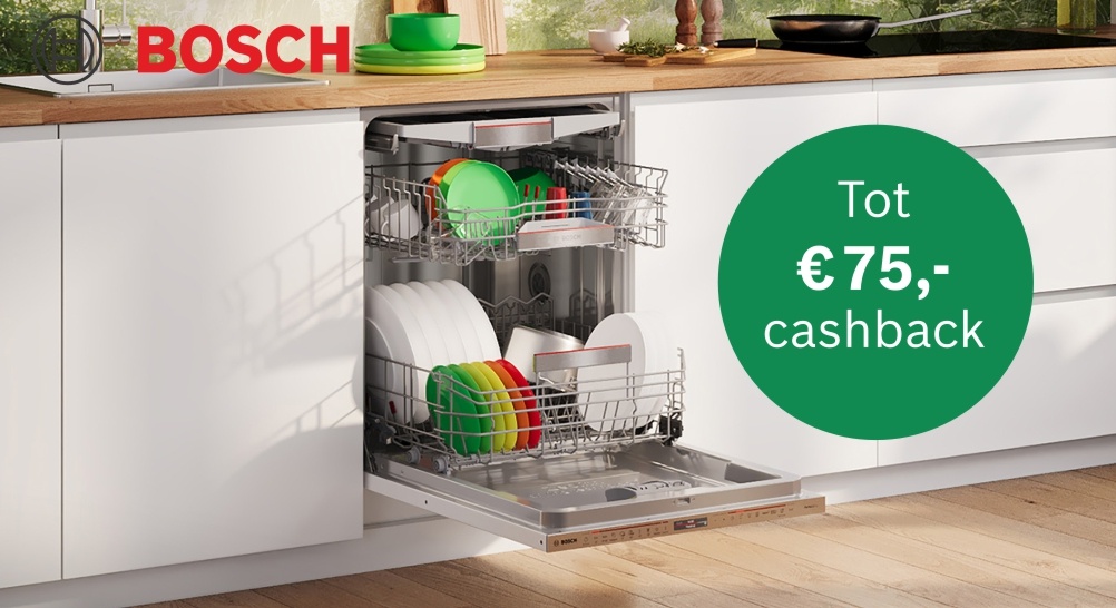 Tot € 75,- cashback op Bosch vaatwassers