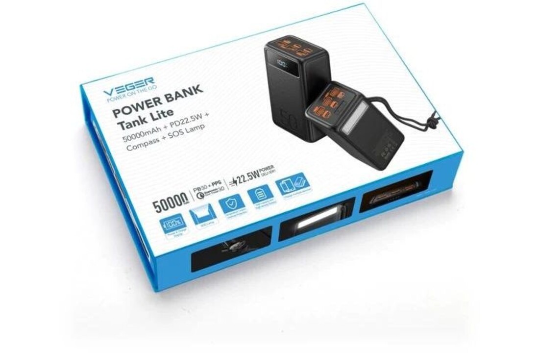 Veger Tank Lite W5001 50.000 mAh Zwart - Powerbank
