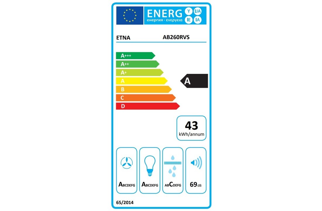 ETNA AB260RVS - Wandschouw afzuigkap