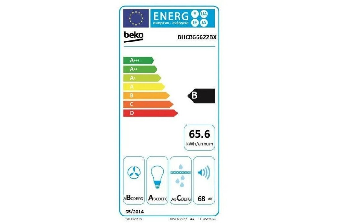 Beko BHCB66622BX - Wandschouw afzuigkap