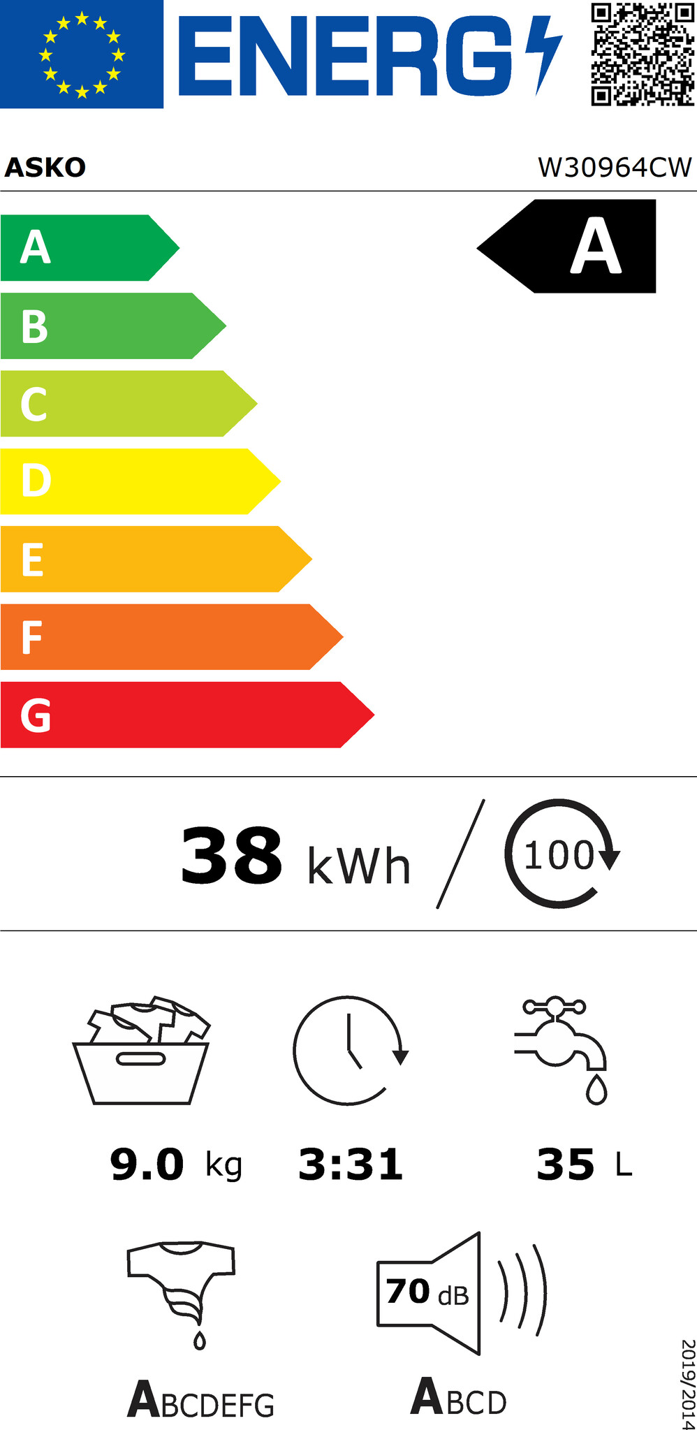 ASKO W30964CW - Wasmachine.