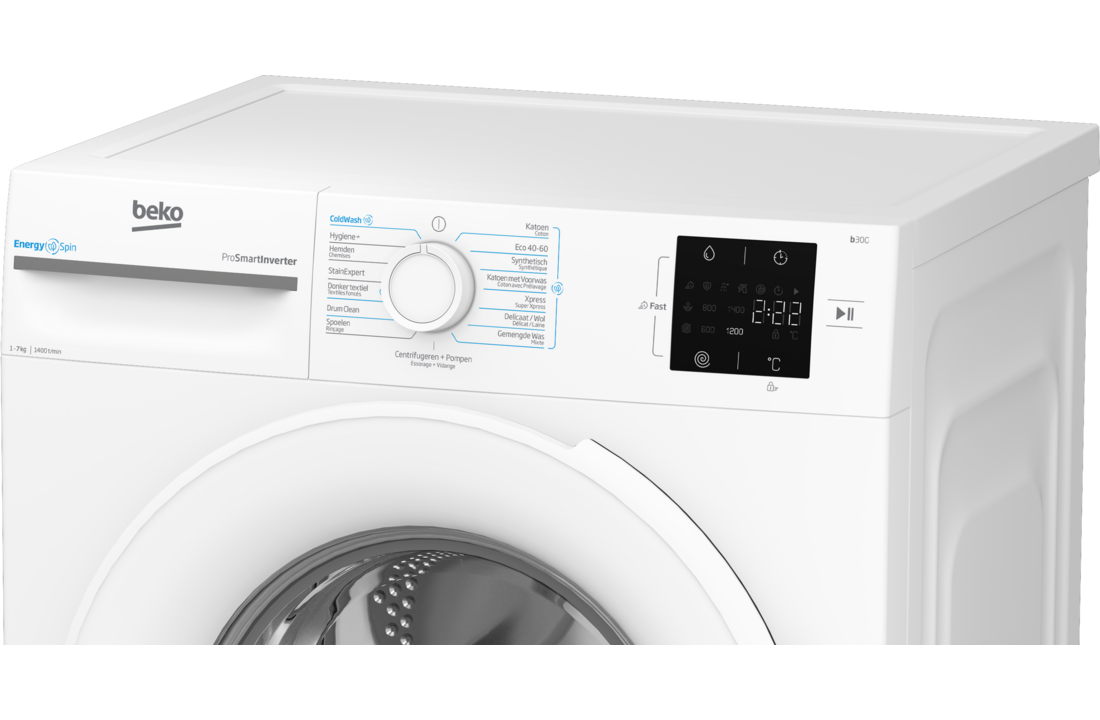 Beko BM3WFU37412CW EnergySpin - Wasmachine.