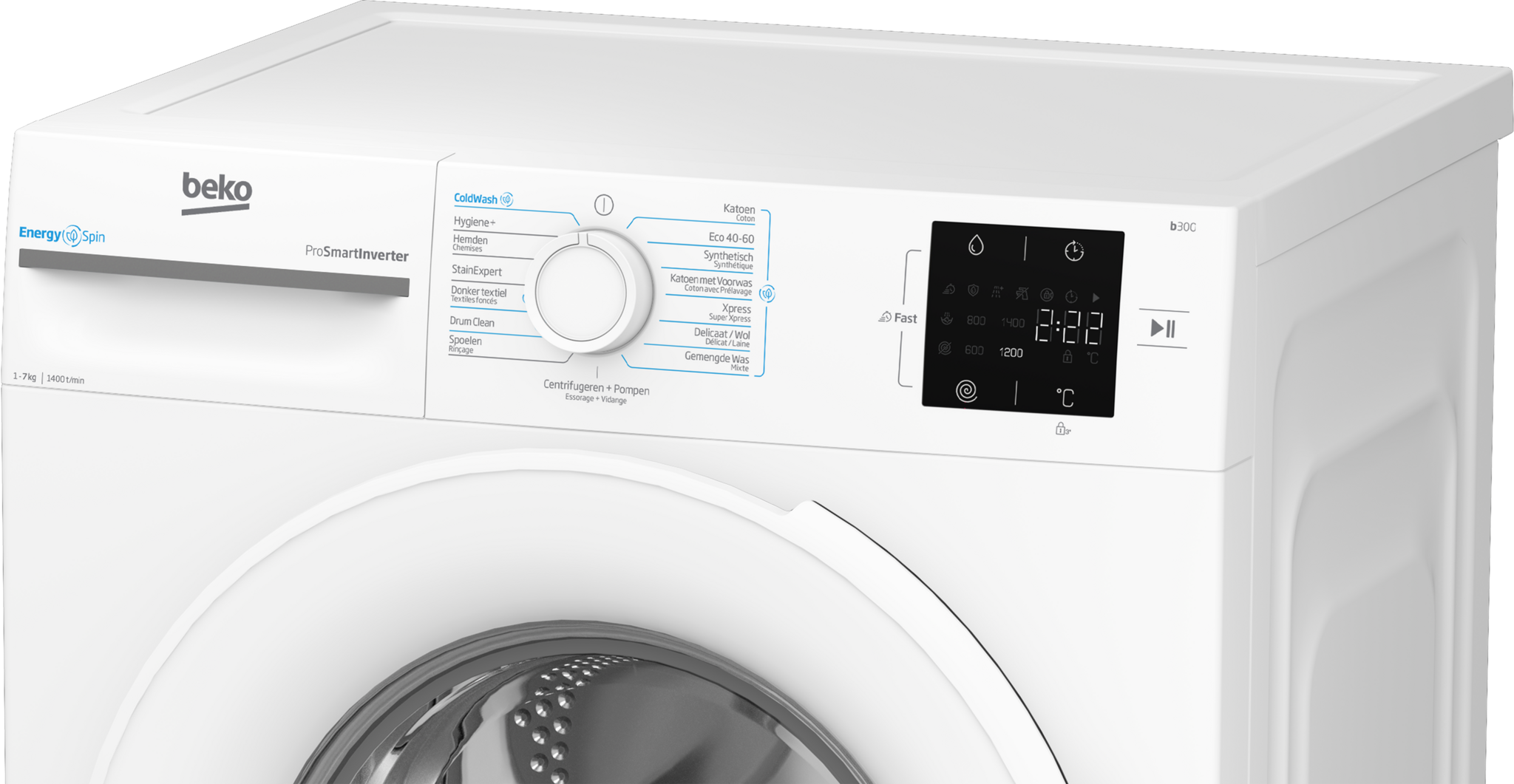Beko BM3WFU37412CW EnergySpin - Wasmachine.