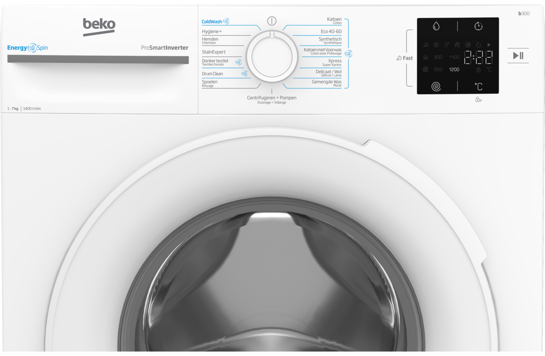 Beko BM3WFU37412CW EnergySpin - Wasmachine.