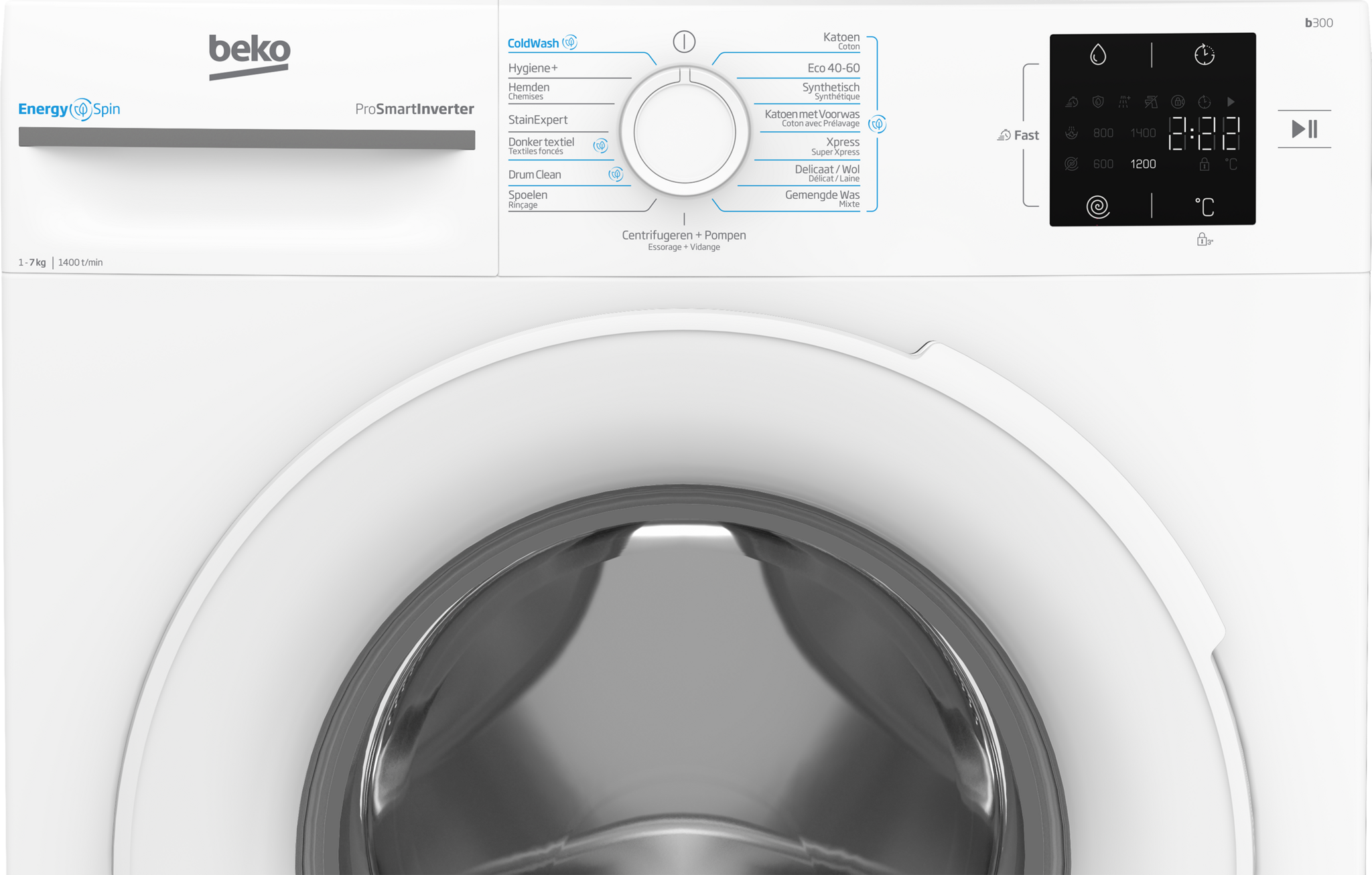 Beko BM3WFU37412CW EnergySpin - Wasmachine.