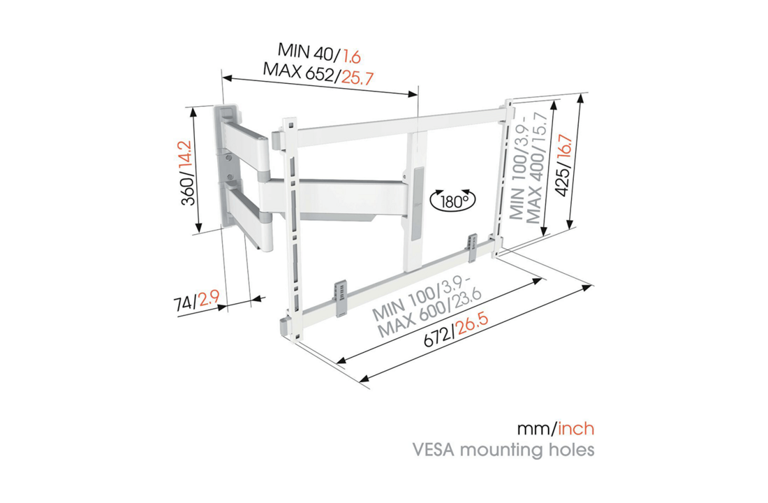Vogel's TVM 5645 40 -77 inch Wit Draaibare tv-beugel - TV muurbeugel