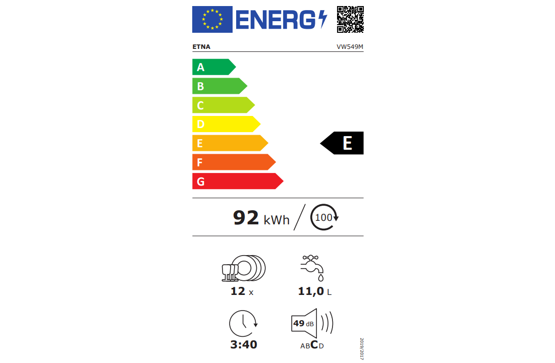 ETNA VW549M - Inbouw vaatwasser