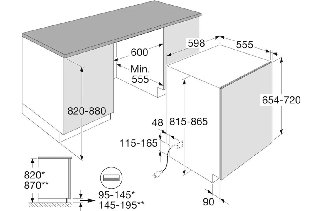 ETNA VW544N - Inbouw vaatwasser