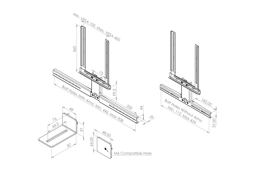 Cavus CFUNIB Frame voor soundbar universeel Zwart