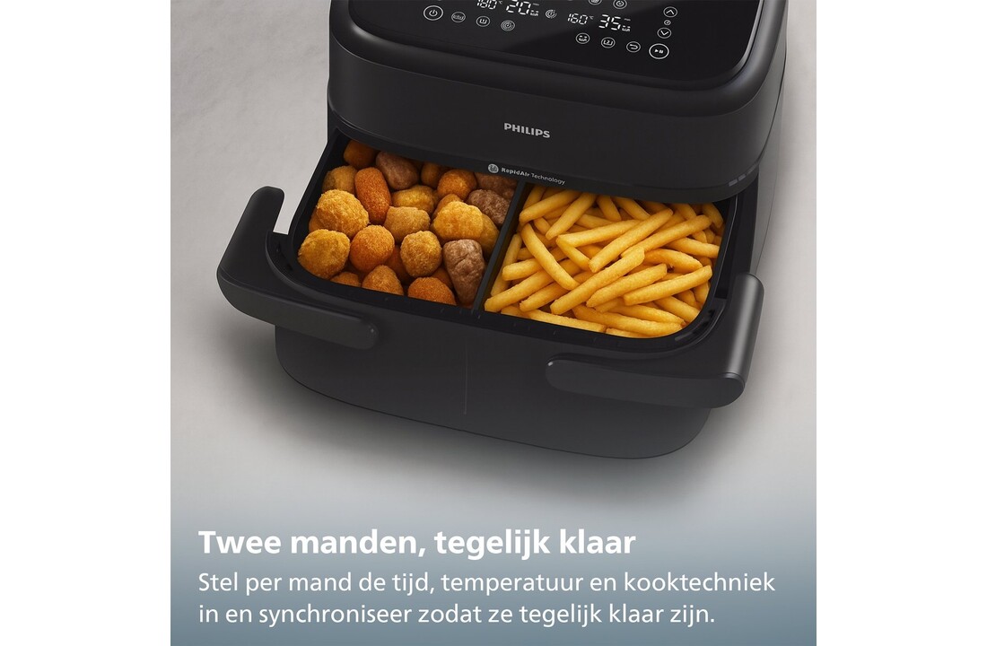 Philips Dual Basket Airfryer NA150/00 - Hetelucht friteuse