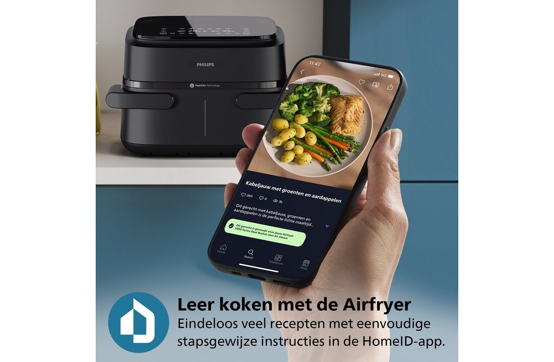 Philips Dual Basket Airfryer NA150/00 - Hetelucht friteuse